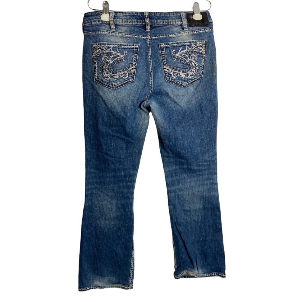 Silver Jeans Women's Size 12 Aiko Bootcut Embroidered Thick Stitch Bling Pocket